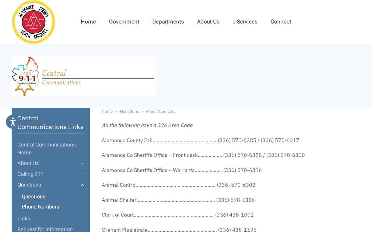 Alamance County Detention Center Annex release contact directory