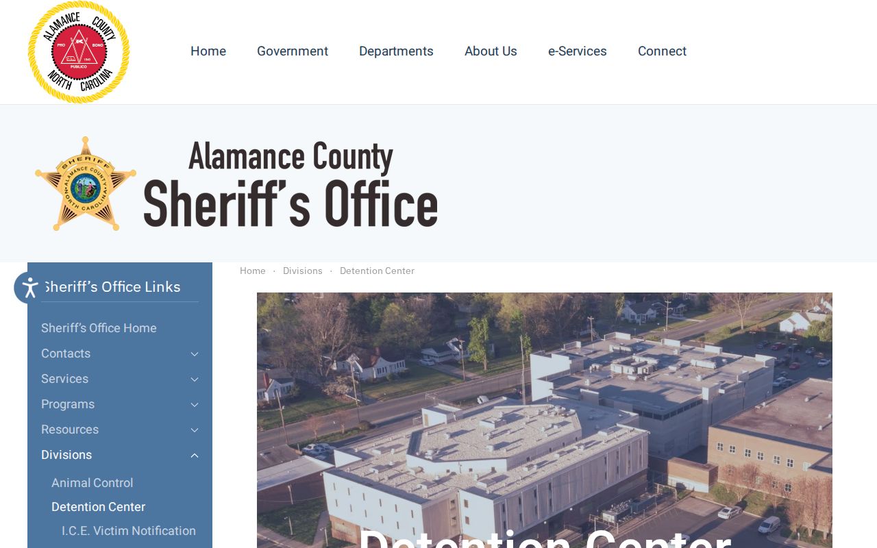 Alamance County Detention Center release records and facility information